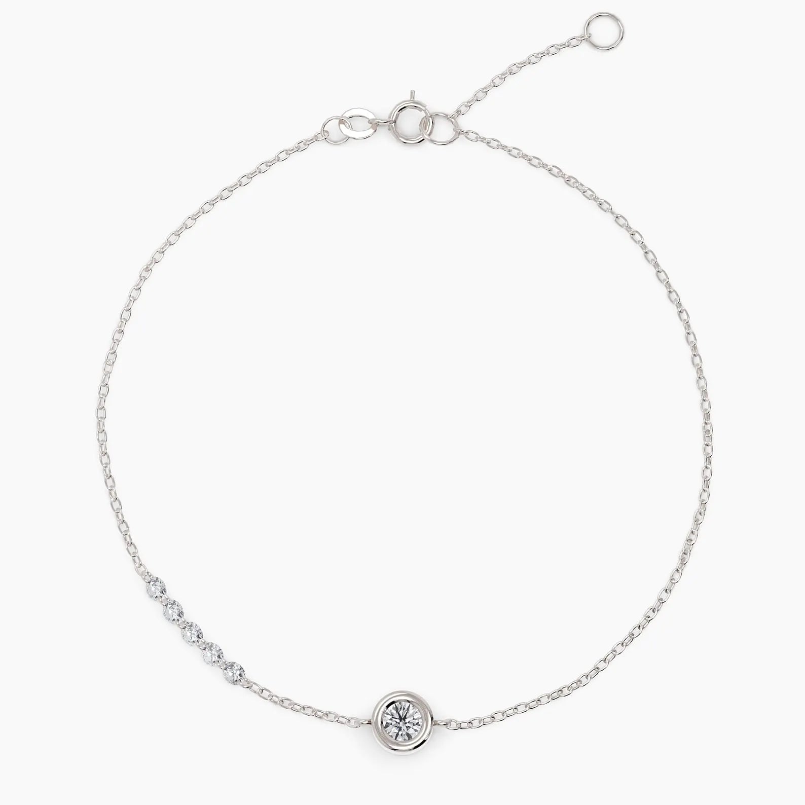 Solid Gold Diamond Tennis Bracelet: Dainty Bezel Set