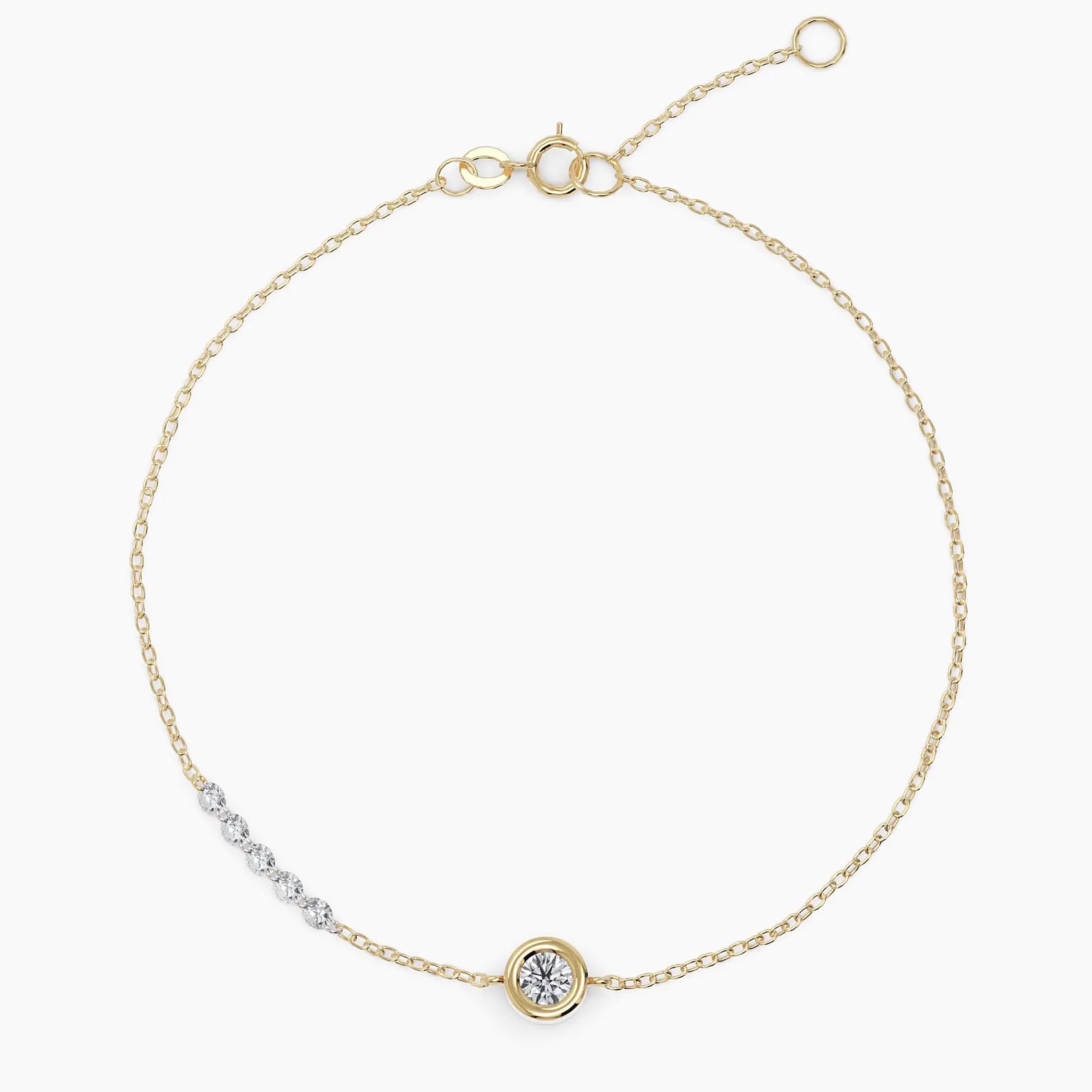 Solid Gold Diamond Tennis Bracelet: Dainty Bezel Set
