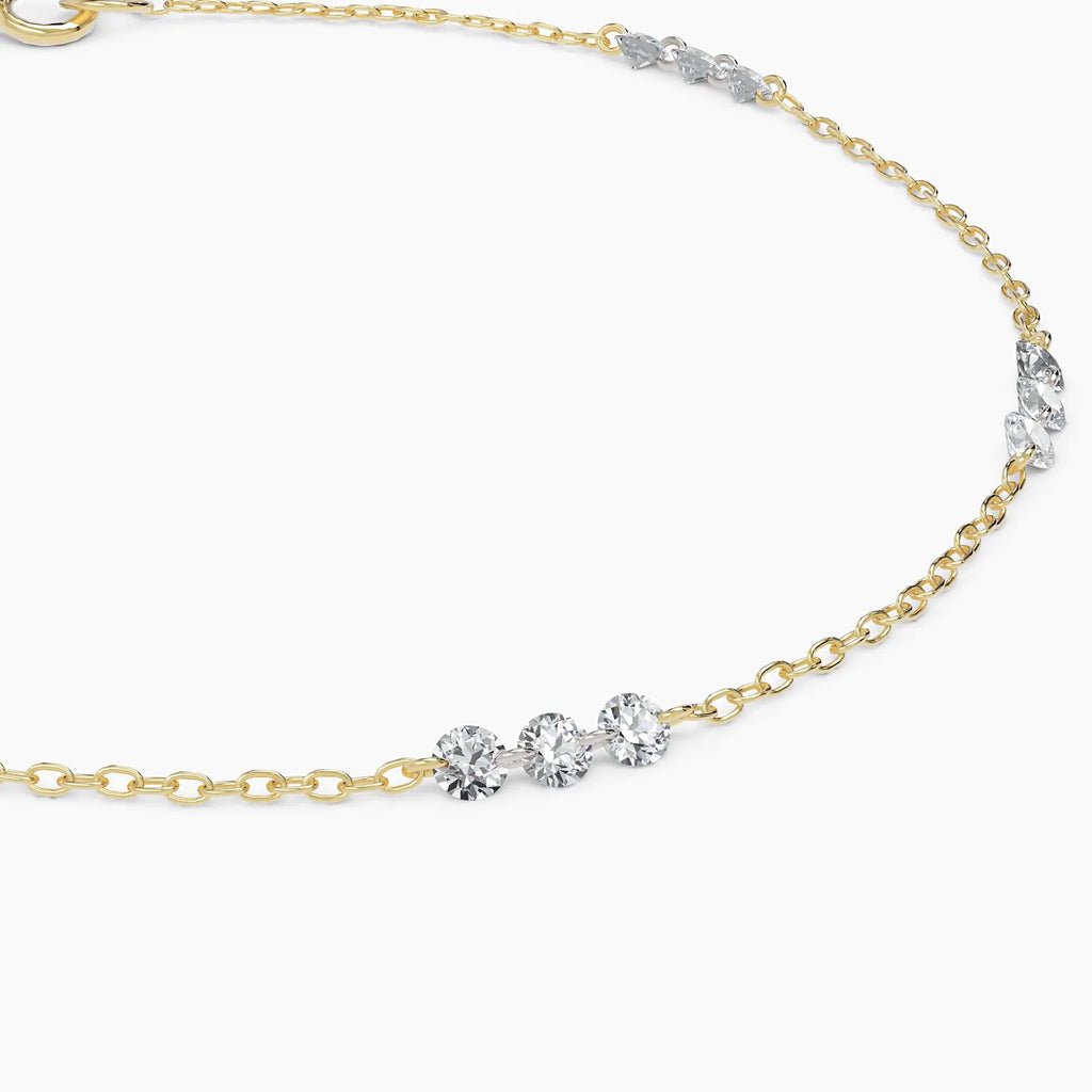 Solid Gold Diamond Tennis Bracelet: Dainty Minimalist Jewelry