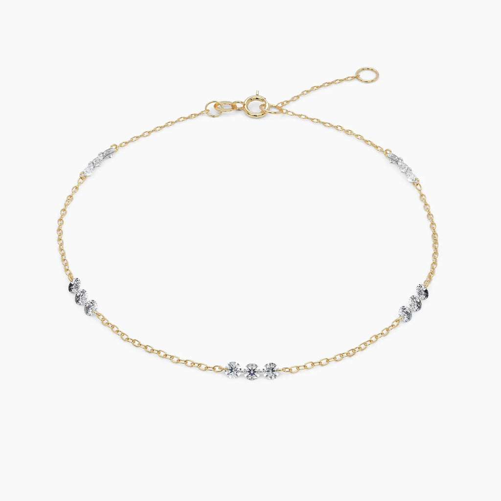 Solid Gold Diamond Tennis Bracelet: Dainty Minimalist Jewelry
