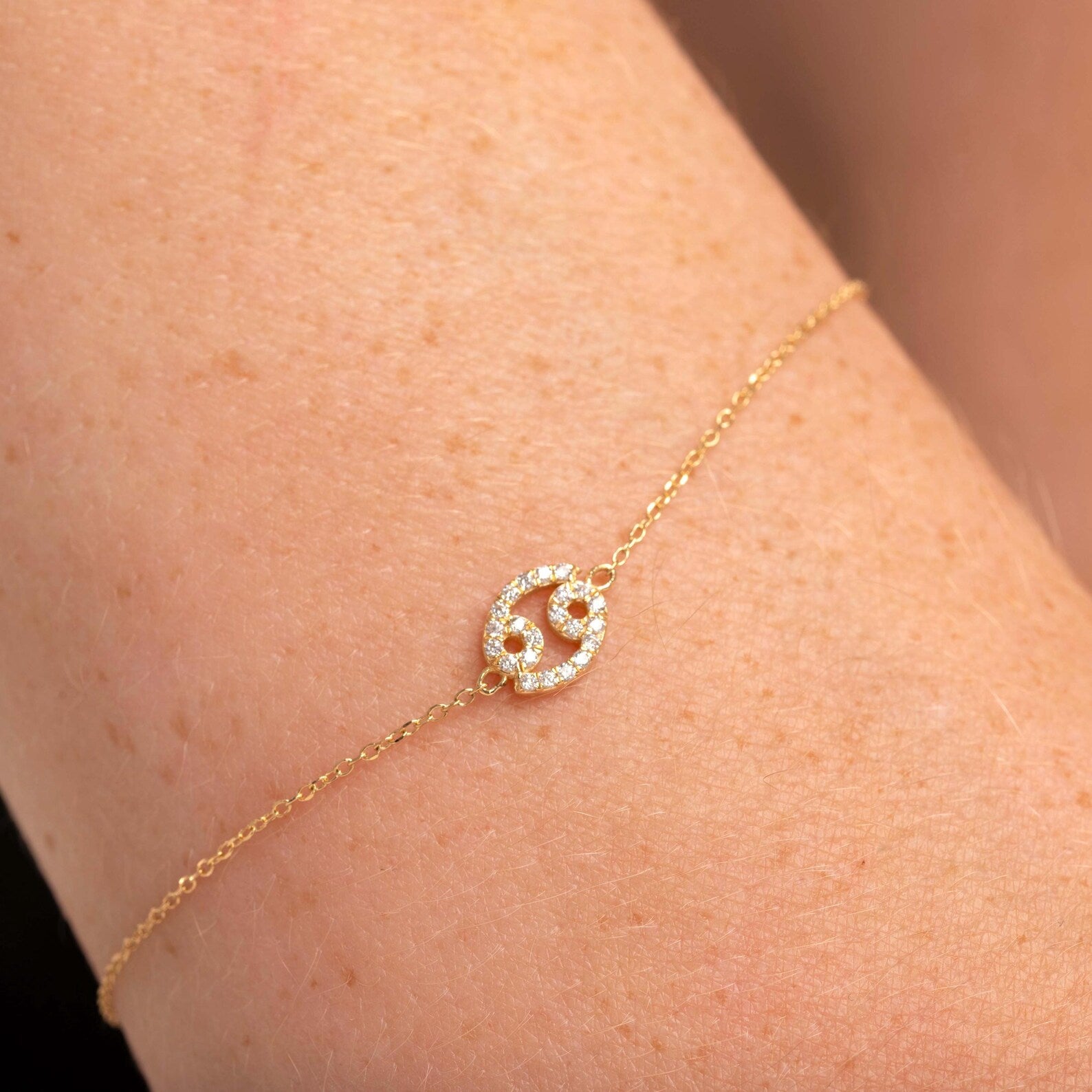 Solid Gold Diamond Zodiac Layered Bracelet: Dainty Astrological Jewelry