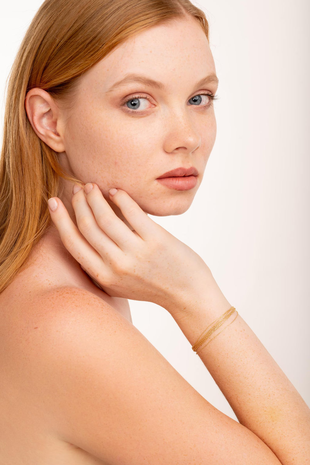 Layered Solid Gold Chain Bracelet Stack: Dainty Multi-Set Chain Bracelet