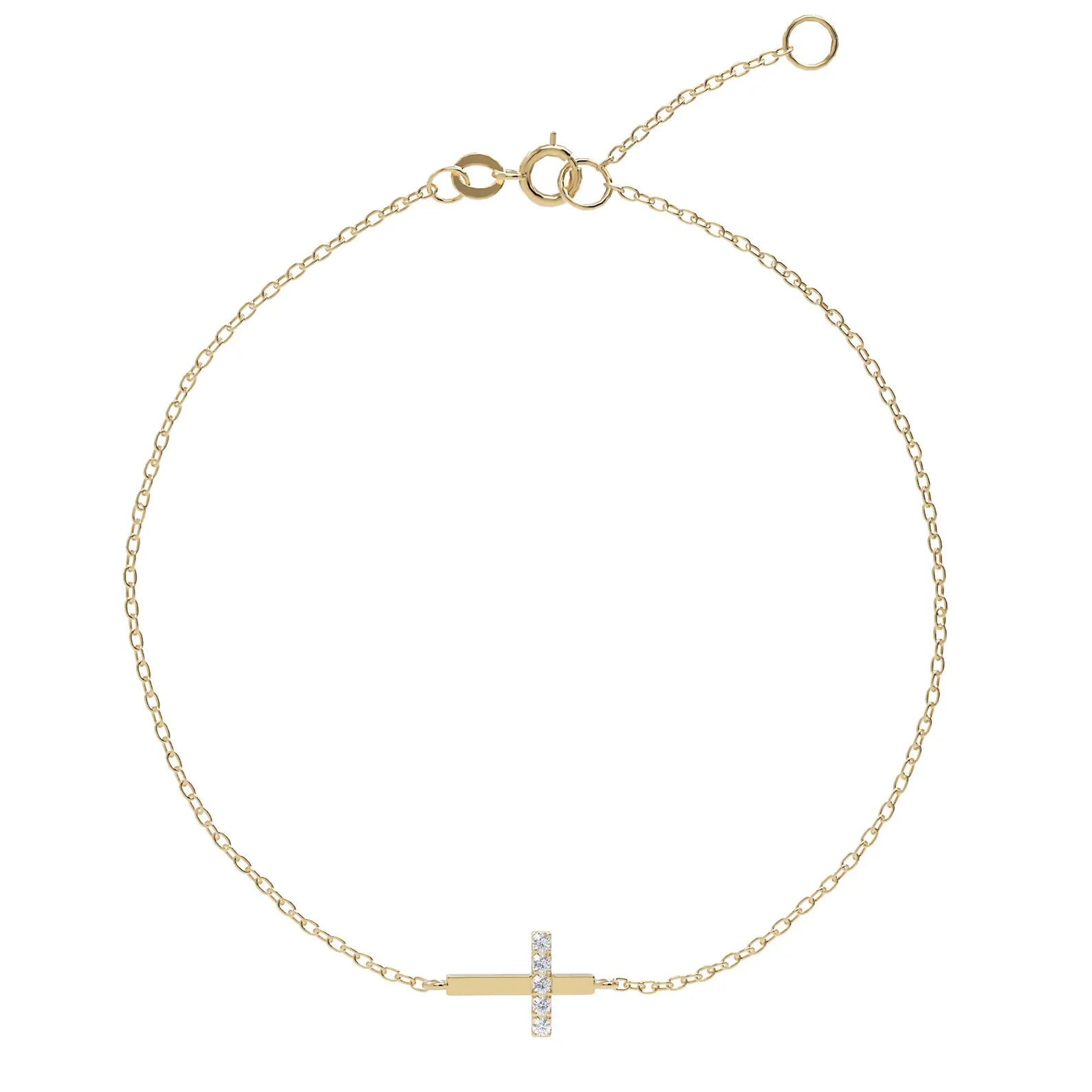 Solid Gold Diamond Cross Bracelet: Dainty Faith Jewelry
