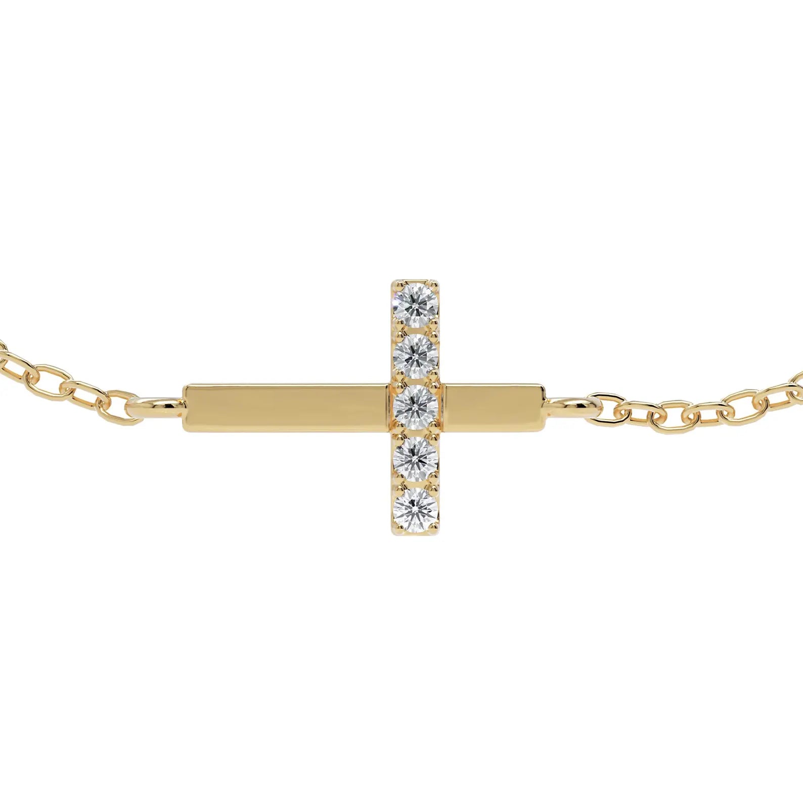 Solid Gold Diamond Cross Bracelet: Dainty Faith Jewelry