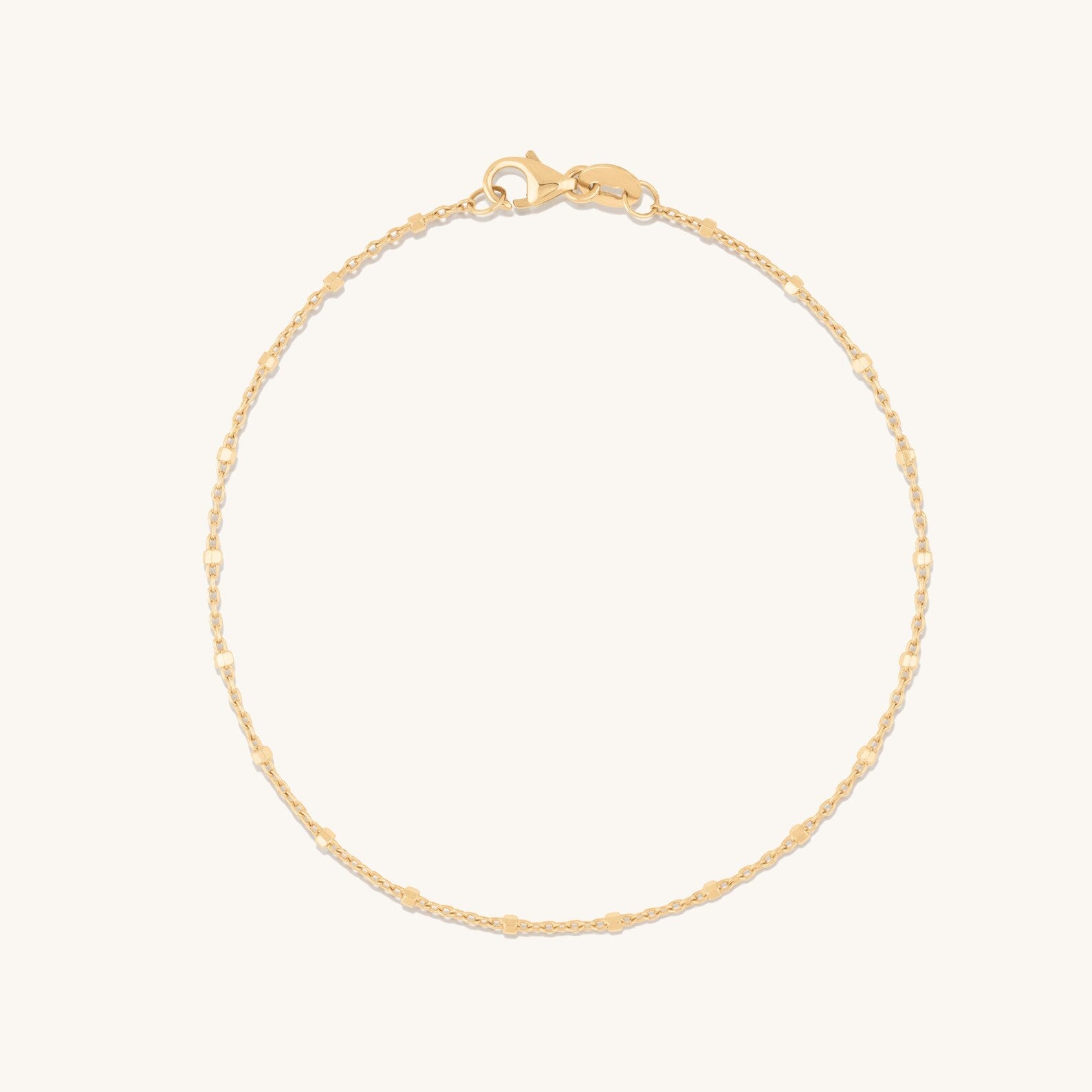 Solid Gold Beaded Chain Bracelet: Minimalist Everyday Jewelry