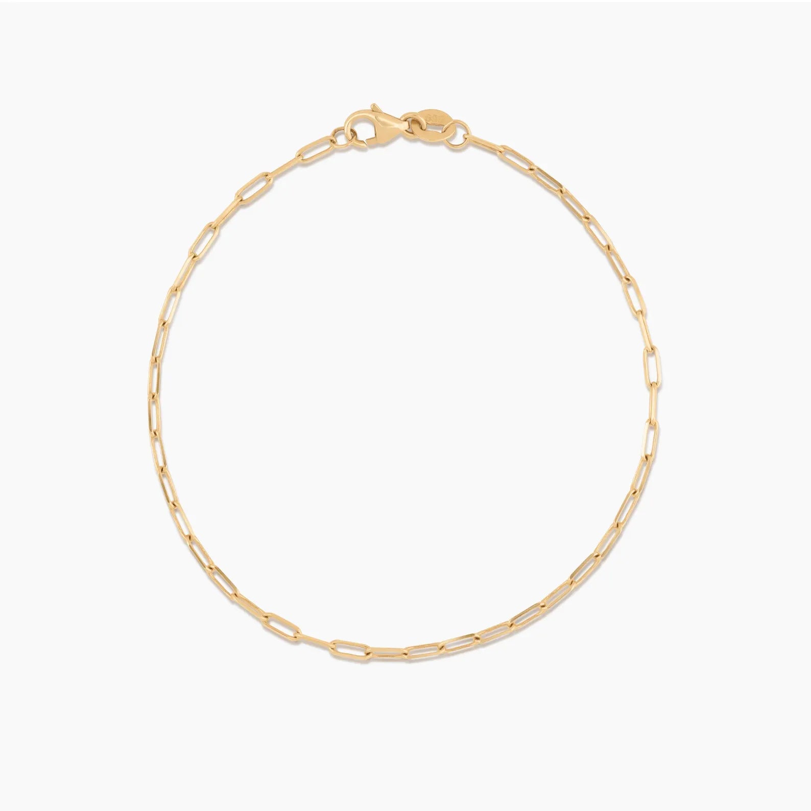 Solid Gold Paperclip Chain Bracelet: Stackable Real Gold