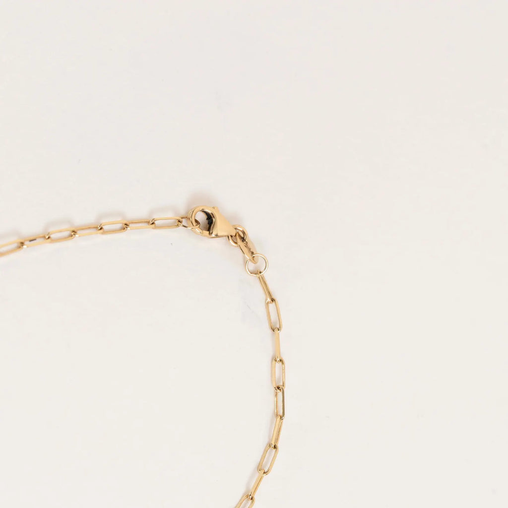 Solid Gold Paperclip Chain Bracelet: Stackable Real Gold