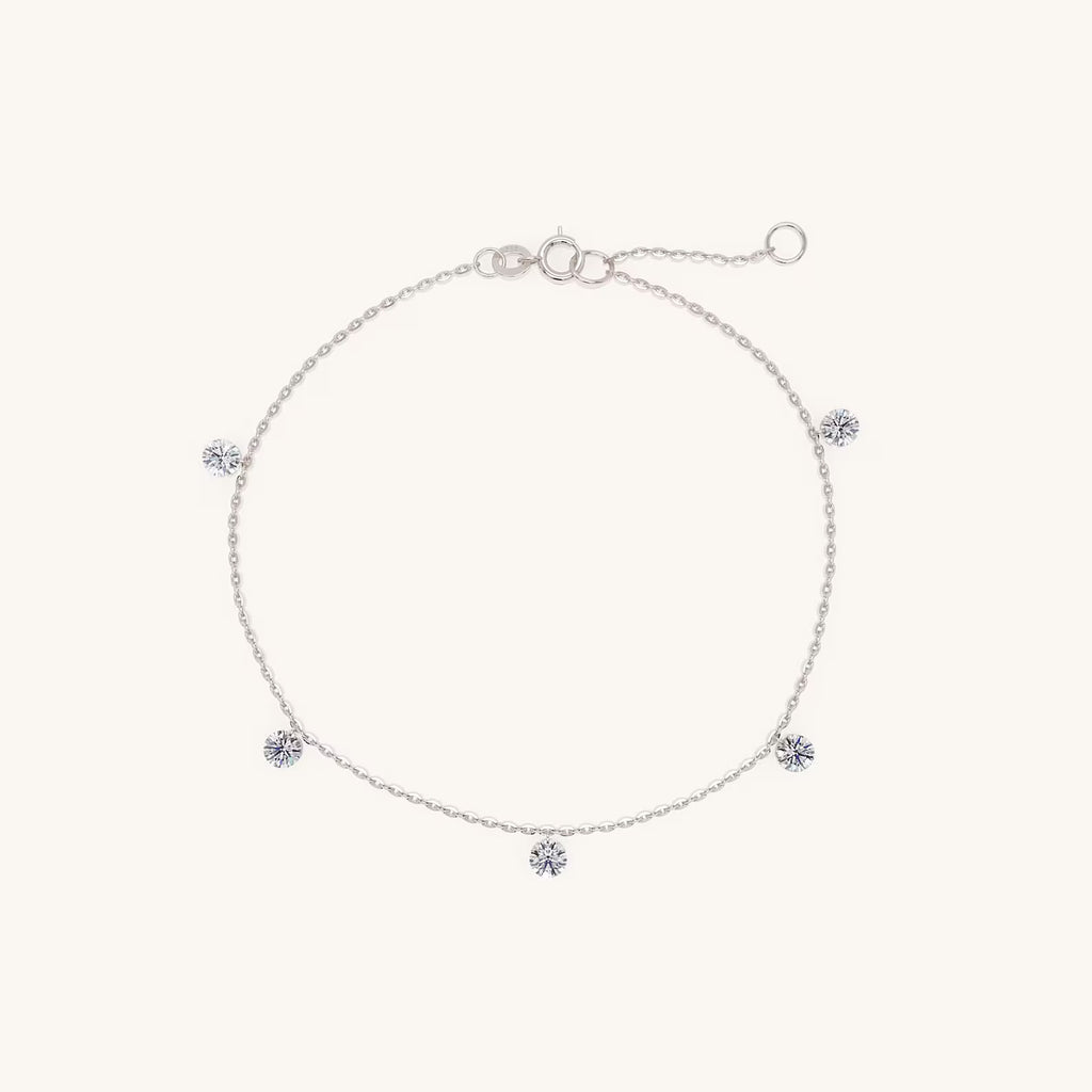 Solid Gold Diamond Bracelet: Dainty Bezel-Set Minimalist Design