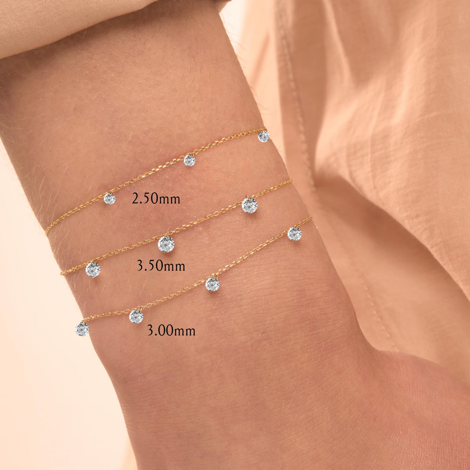 Solid Gold Diamond Bracelet: Dainty Bezel-Set Minimalist Design Jewelry