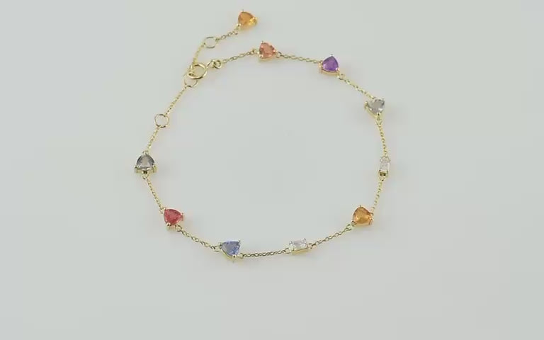 Multicolor Sapphire Bracelet – Natural Rainbow Sapphires in 925 Sterling Silver